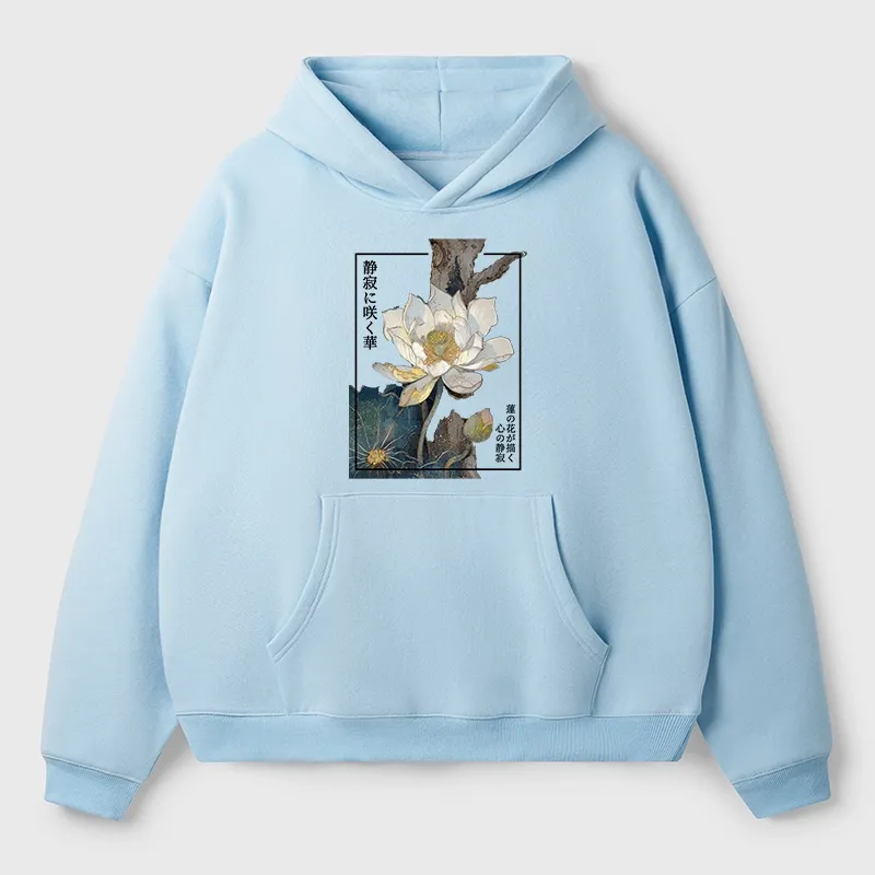 Tokyo-Tiger Blooming Lotus Japan Aldult Fleece Hoodie