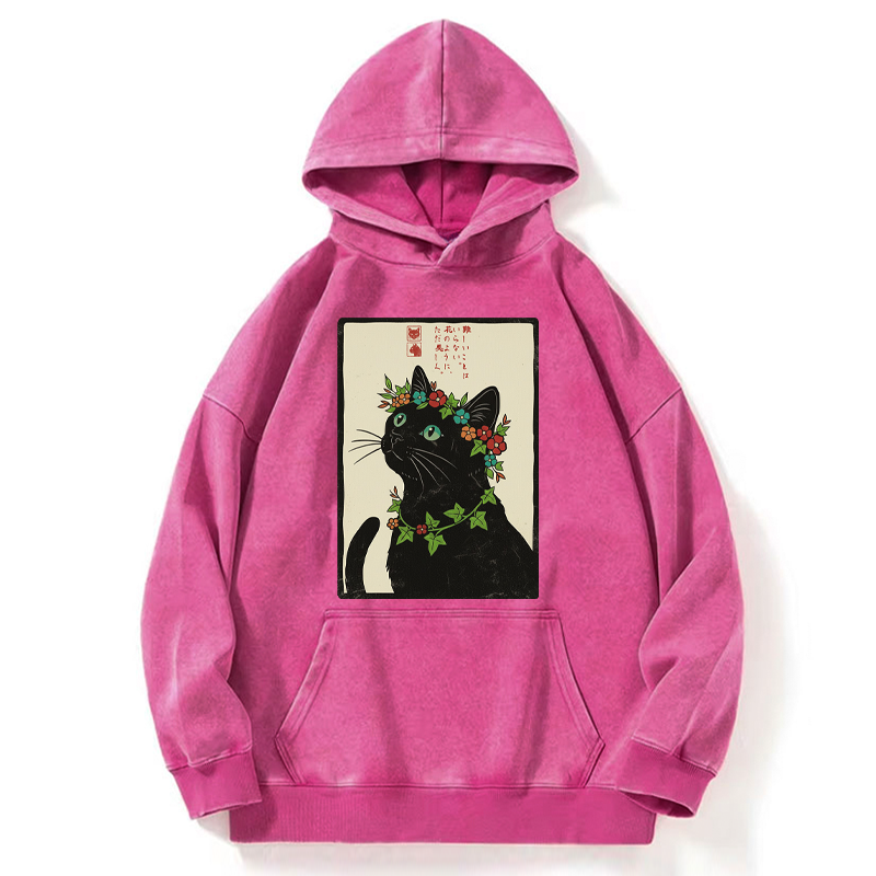 Tokyo-Tiger The Flower-Crowned Cat Washed Hoodie