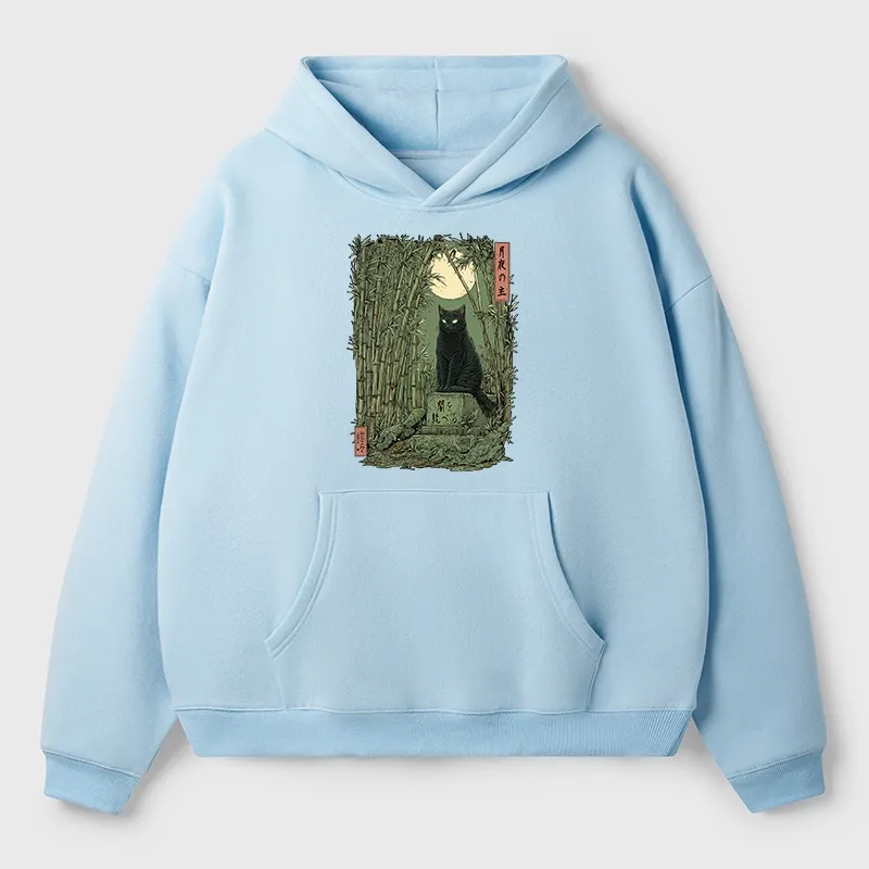 Tokyo-Tiger Black Cat In The Bamboo Forest Aldult Fleece Hoodie