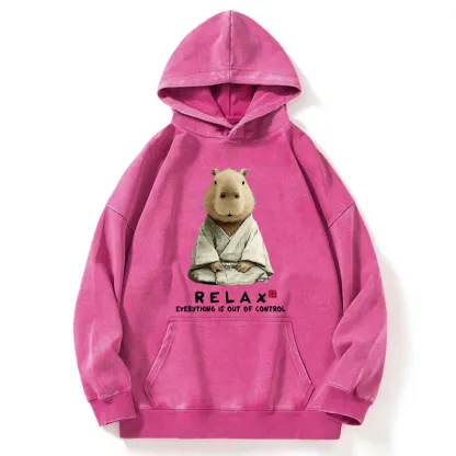 Tokyo-Tiger Zen Capybara：Relax, it's all chaos Washed Hoodie