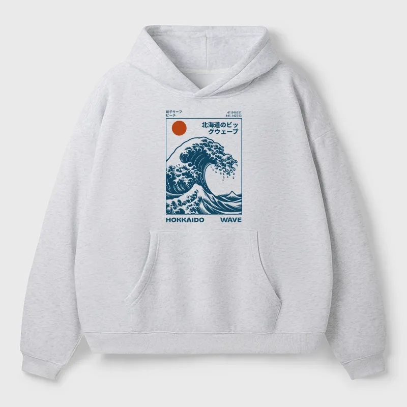 Tokyo-Tiger Hokkaido Wave Japan Aldult Fleece Hoodie