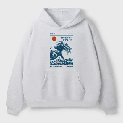 Tokyo-Tiger Hokkaido Wave Japan Aldult Fleece Hoodie