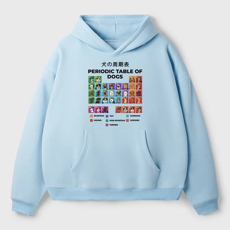 Tokyo-Tiger Periodic Table Of Dogs Aldult Fleece Hoodie