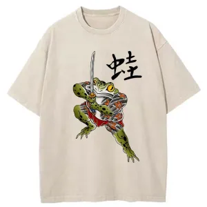 Image of Tokyo-Tiger Scary Frog Samurai Washed T-Shirt