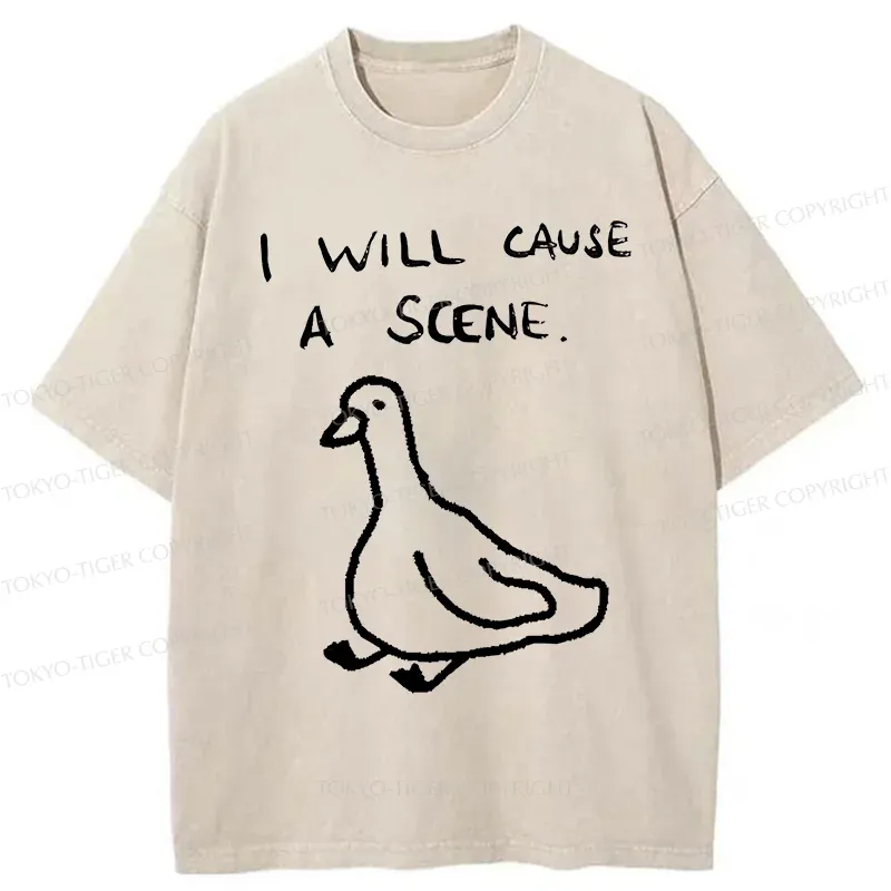 Tokyo-Tiger Stupid Goose Funny Washed T-Shirt Sale