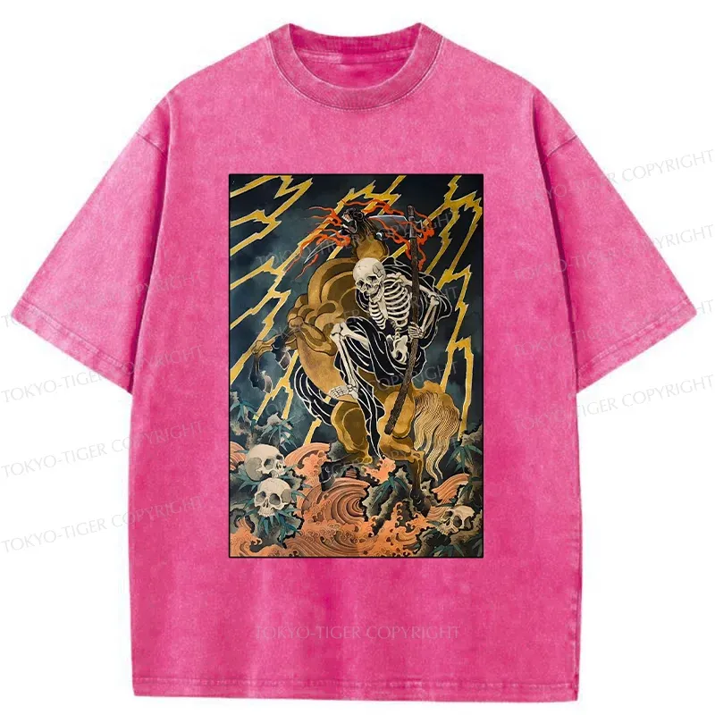 Tokyo-Tiger Ukiyo-e Death God Washed T-Shirt