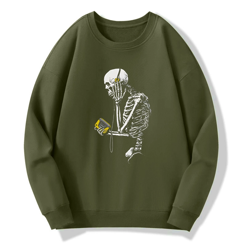 Tokyo-Tiger Skeleton Listening To Music Washed Classic Sweatshirt