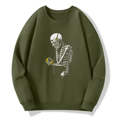 Tokyo-Tiger Skeleton Listening To Music Washed Classic Sweatshirt
