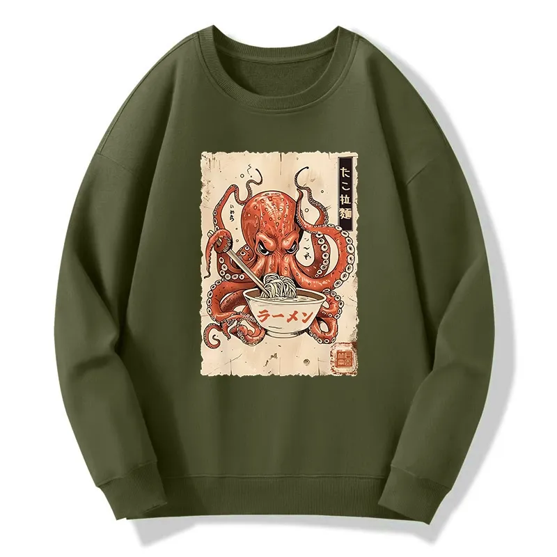 Tokyo-Tiger Retro Octopus Eating Ramen Classic Sweatshirt
