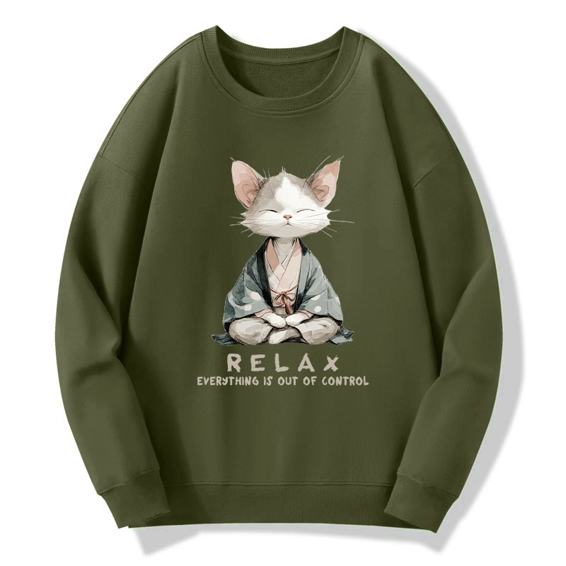 Tokyo-Tiger Zen Cat Relaxation，Everything's Out Of Control Classic Sweatshirt