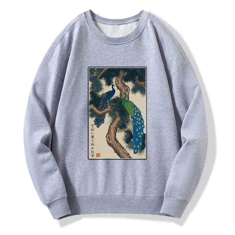 Tokyo-Tiger Peacocks in Snowy Pines Classic Sweatshirt