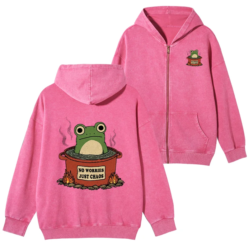 Tokyo-Tiger Frog：No Worries，Just Chaos Washed Zip Hoodie