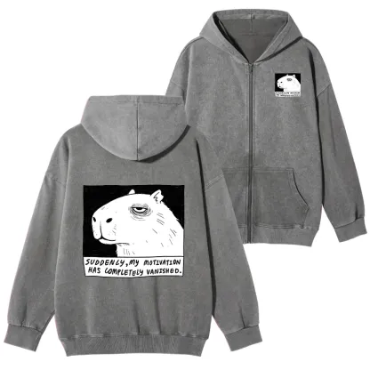 Tokyo-Tiger Power Has Completely Disappeared Washed Zip Hoodie