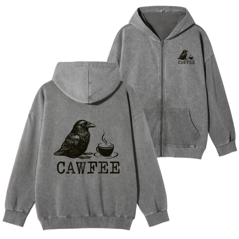 Tokyo-Tiger Cawfee Funny Japan Meme Washed Zip Hoodie