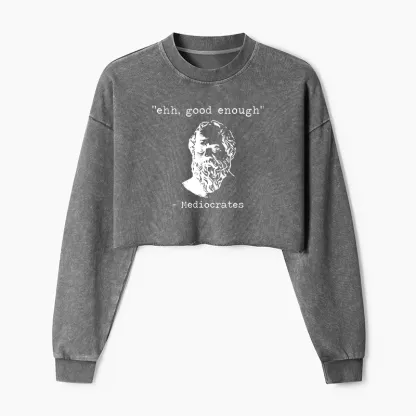 Tokyo-Tiger Mediocrates Meme Washed Crop Sweatshirt