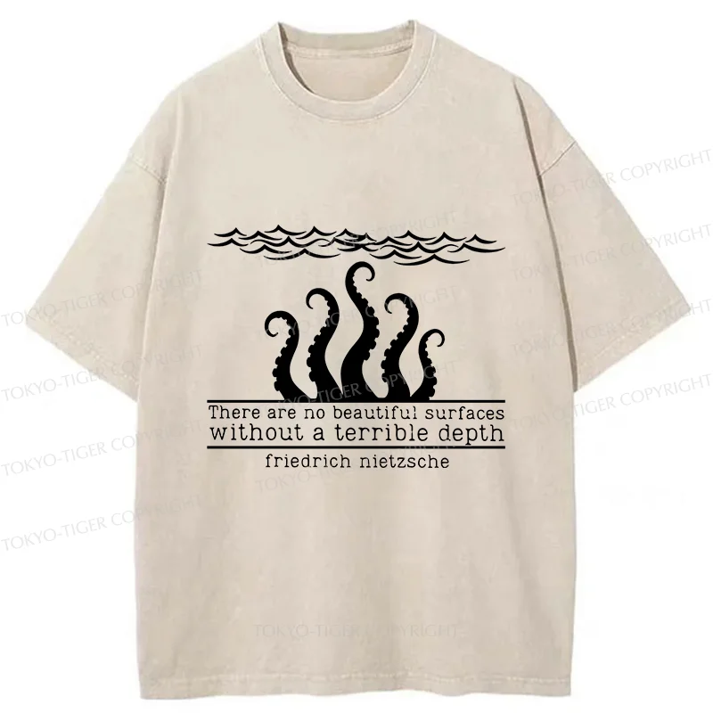 Tokyo-Tiger Mysterious Octopus Monster Washed T-Shirt