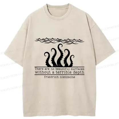 Tokyo-Tiger Mysterious Octopus Monster Washed T-Shirt