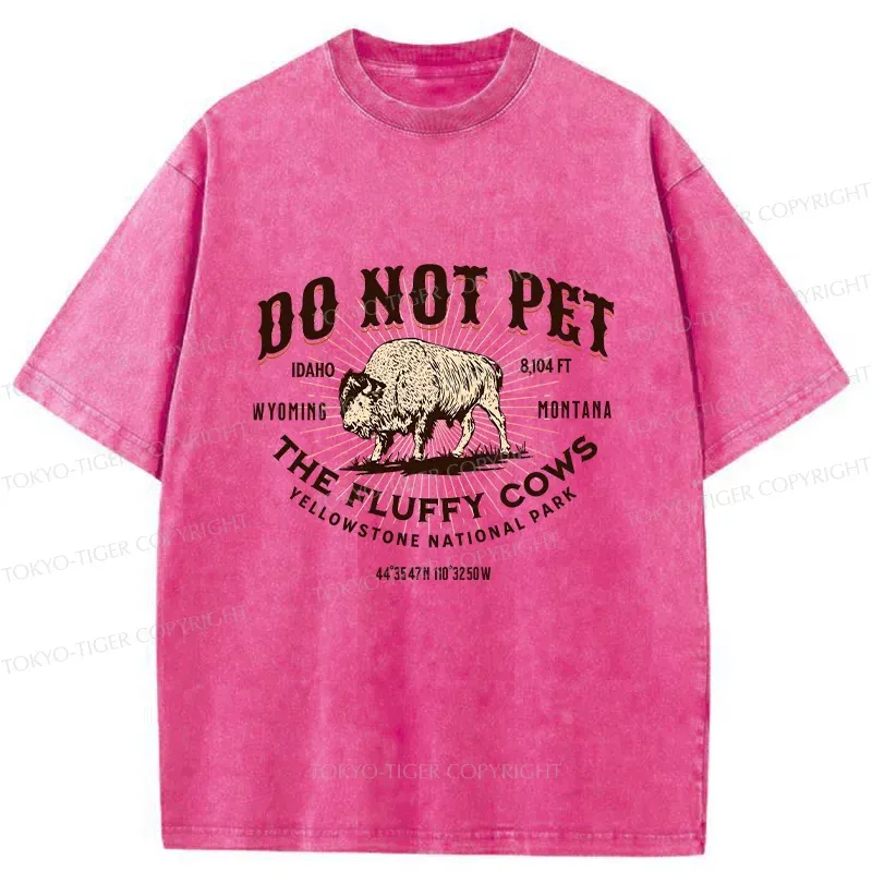 Tokyo-Tiger Fluffy Cows Funny Washed T-Shirt