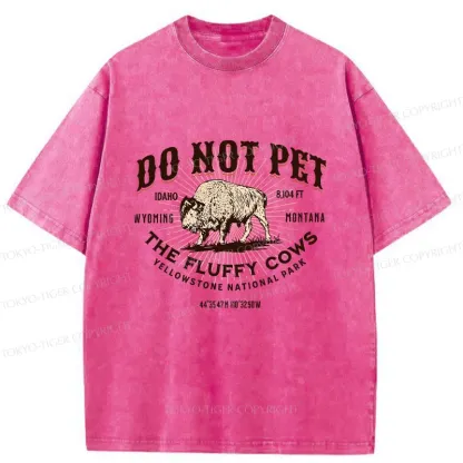 Tokyo-Tiger Fluffy Cows Funny Washed T-Shirt