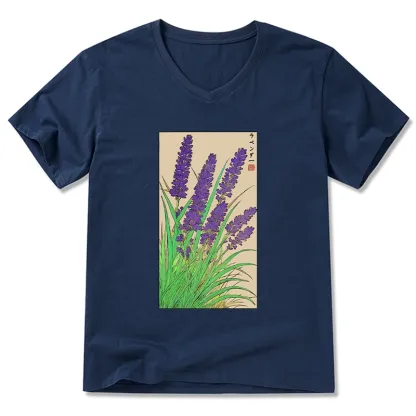 Tokyo-Tiger Japanese Lavender V-Neck Classic T-Shirt