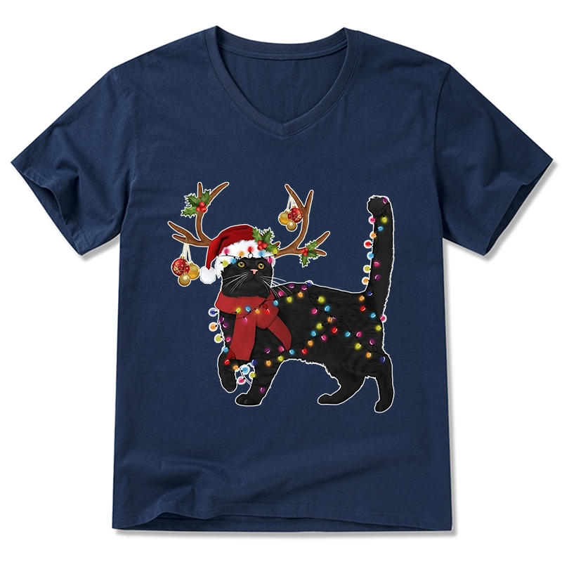 Tokyo-Tiger Christmas Black Cat V-Neck Classic T-Shirt