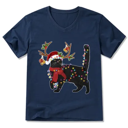 Tokyo-Tiger Christmas Black Cat V-Neck Classic T-Shirt