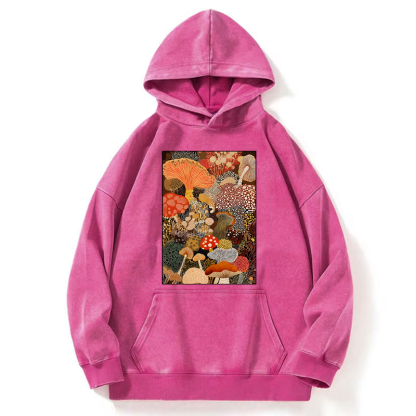 Tokyo-Tiger Psychedelic Mushroom Paintings Washed Hoodie