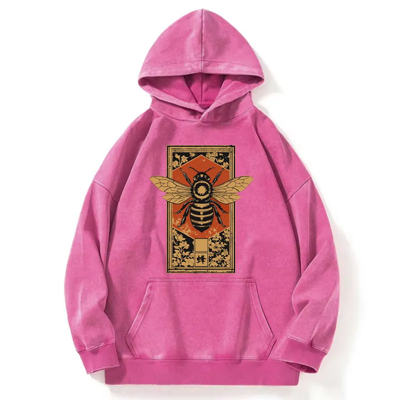 Tokyo-Tiger Japanese Bee Art Washed Hoodie