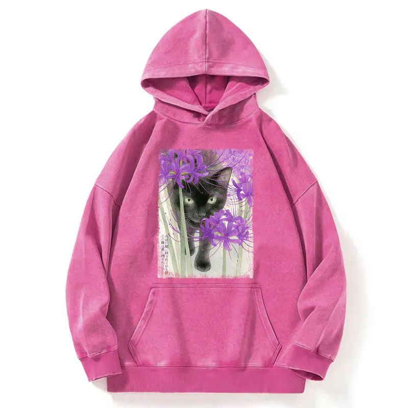 Tokyo-Tiger A Cat Among The Flowers Washed Hoodie