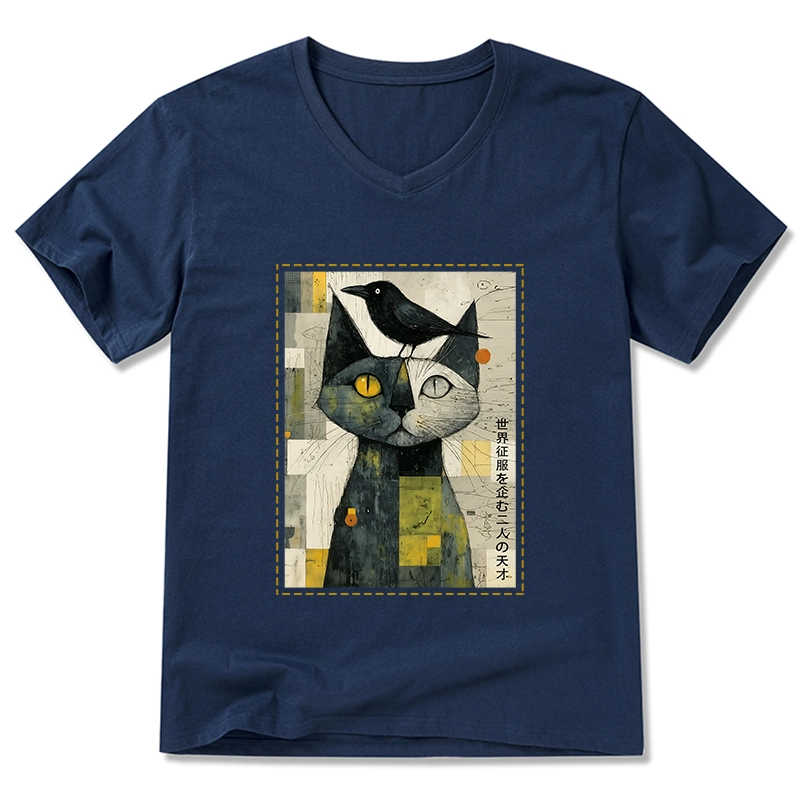 Tokyo-Tiger The Cat And The Crow Are Planning To Rule The World V-Neck Classic T-Shirt