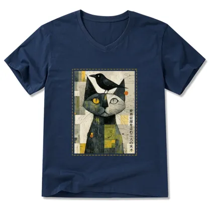Tokyo-Tiger The Cat And The Crow Are Planning To Rule The World V-Neck Classic T-Shirt