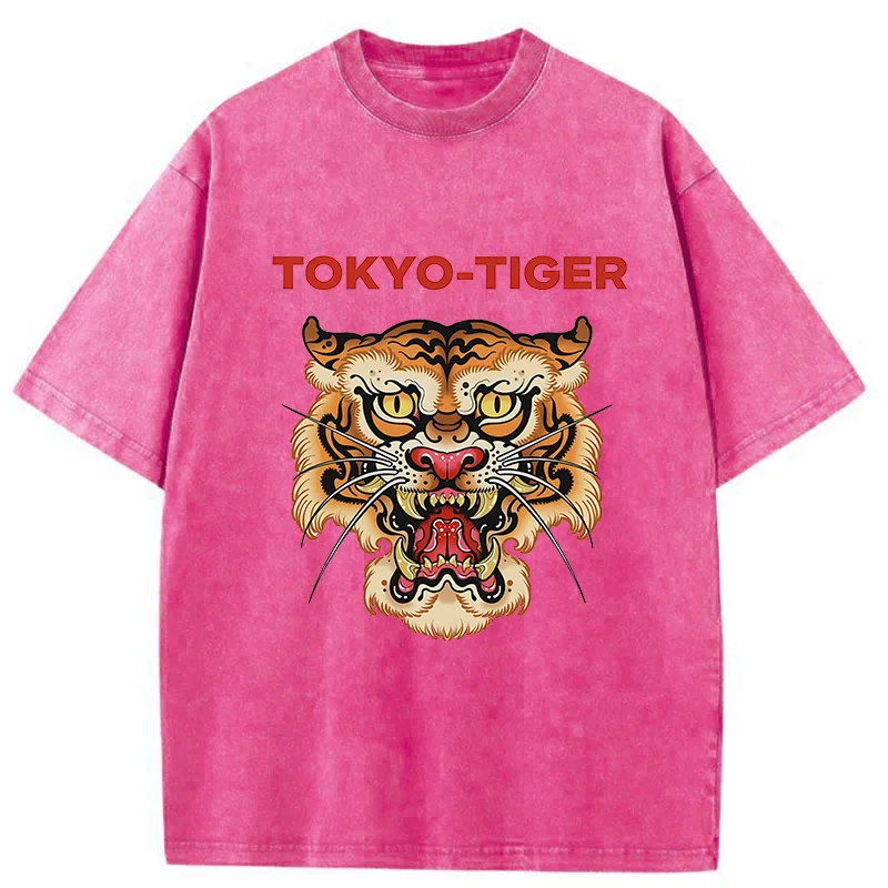 Tokyo-Tiger Retro Japanese Tiger Washed T-Shirt