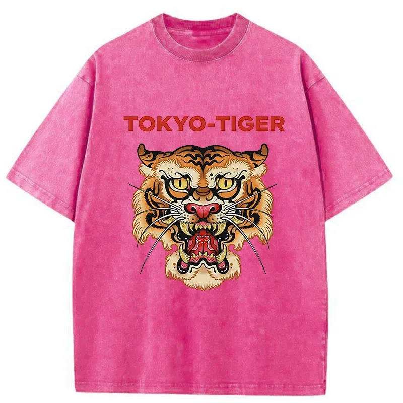Tokyo-Tiger Retro Japanese Tiger Washed T-Shirt