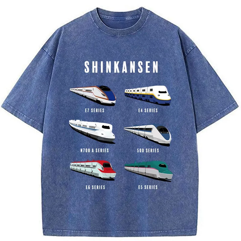 Tokyo-Tiger Shinkansen Bullet Trains Washed T-Shirt