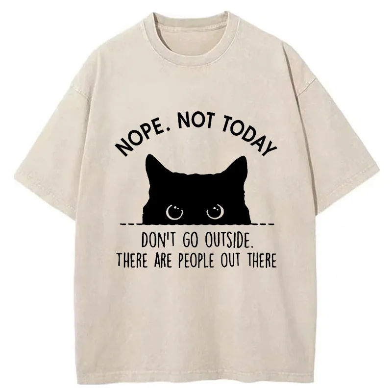 Tokyo-Tiger Introverted Cats Can't Go Outside Washed T-Shirt