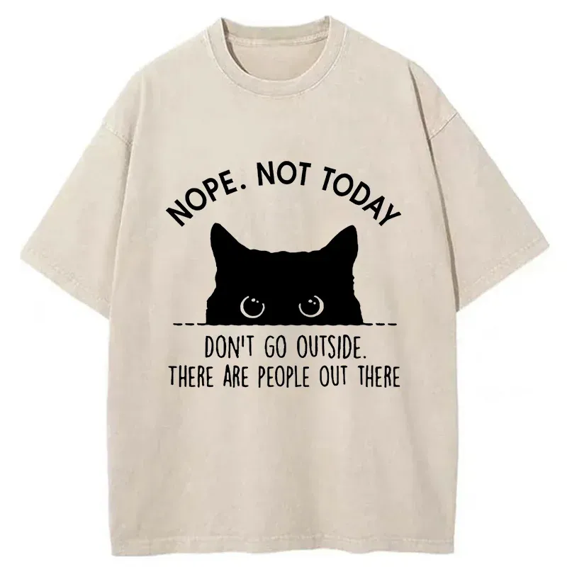 Tokyo-Tiger Introverted Cats Can't Go Outside Washed T-Shirt