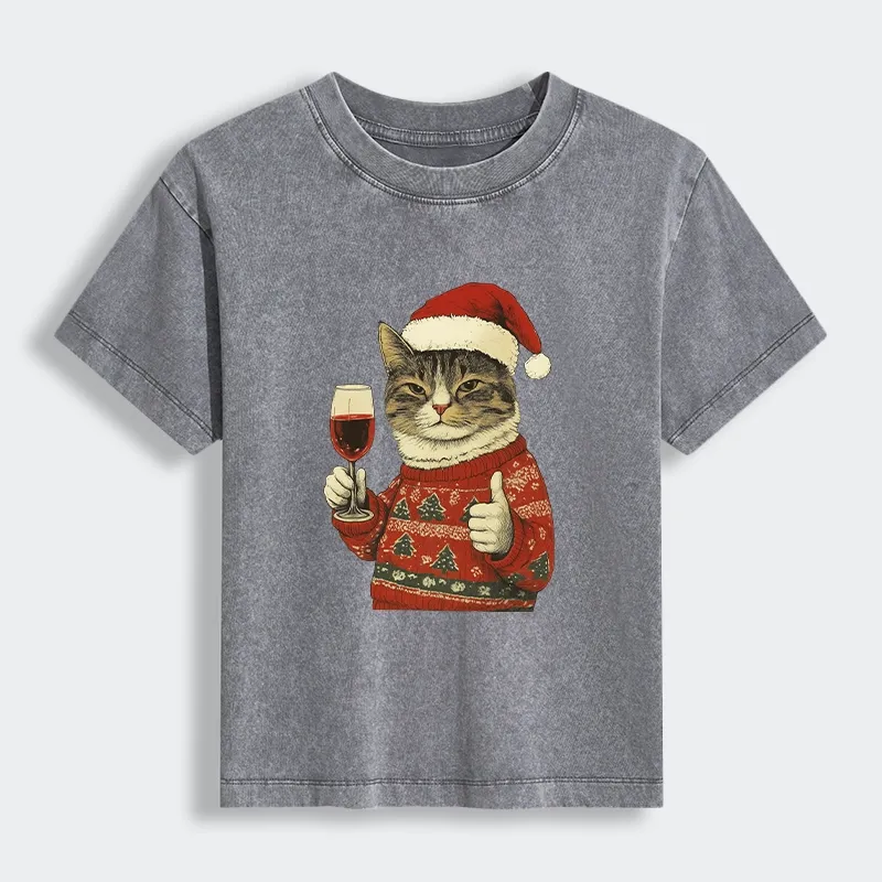 Tokyo-Tiger Christmas Cat Likes Women's Washed T-shirt