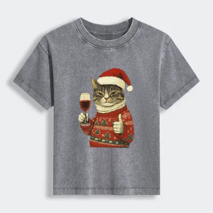 Tokyo-Tiger Christmas Cat Likes Women's Washed T-shirt