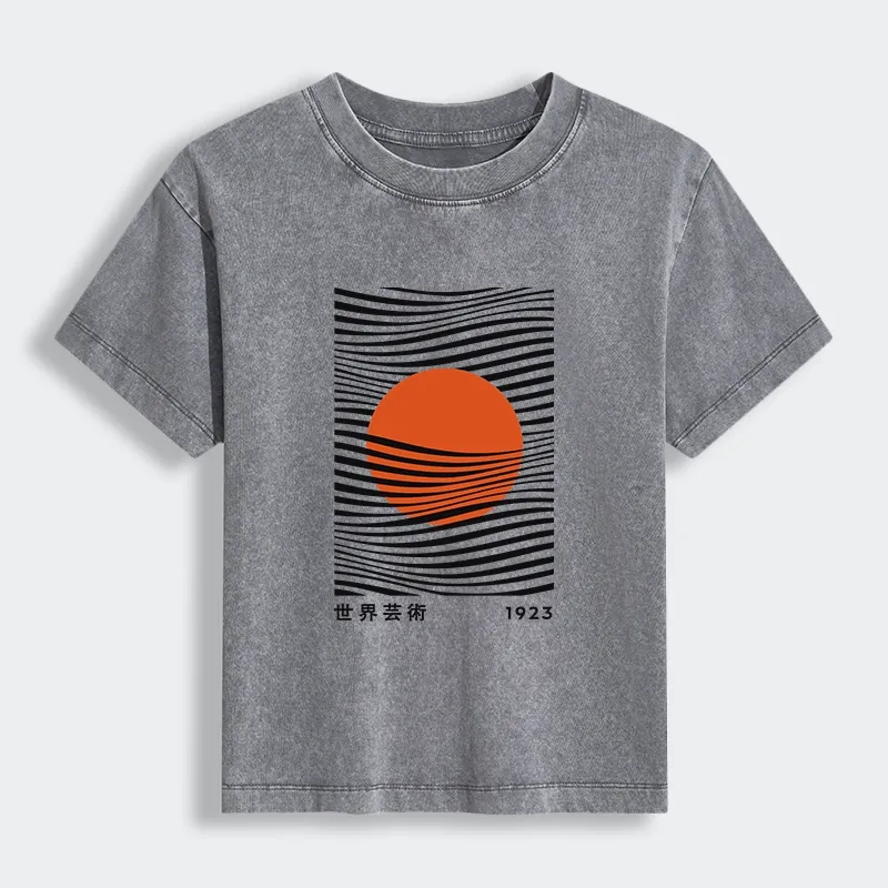 Tokyo-Tiger Minimalist Art Sun Women's Washed T-shirt