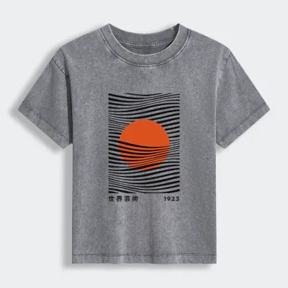 Tokyo-Tiger Minimalist Art Sun Women's Washed T-shirt