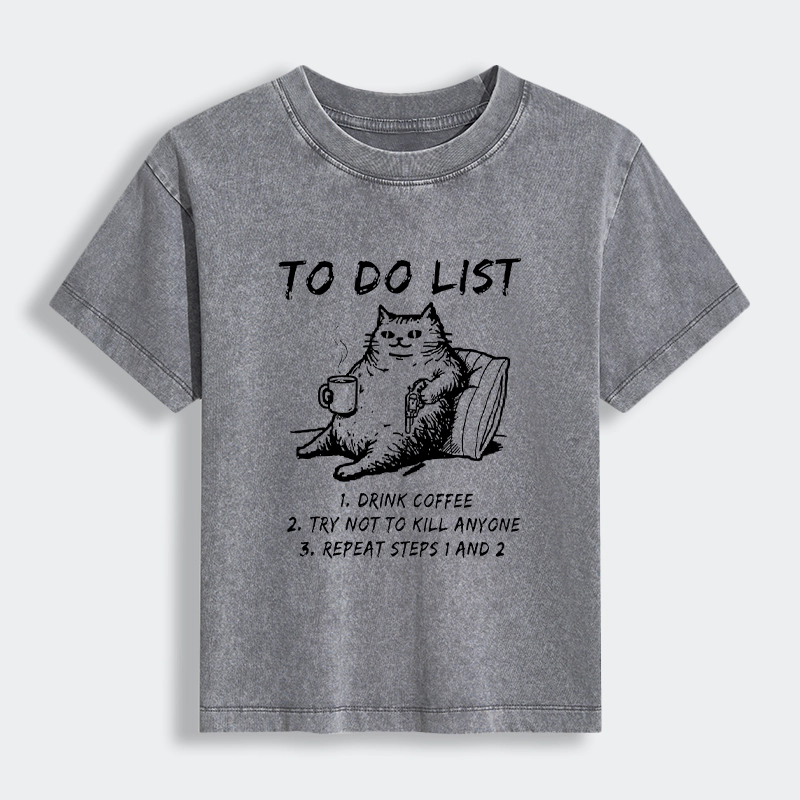 Tokyo-Tiger Cat's To-Do List Women's Washed T-shirt