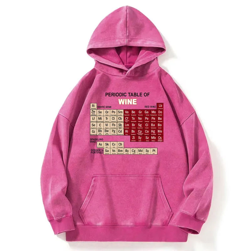 Tokyo-Tiger Table of Elements of Wine Washed Hoodie