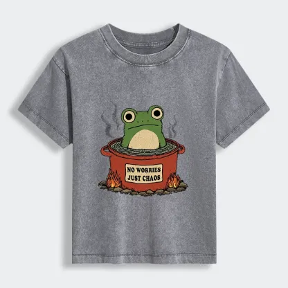 Tokyo-Tiger Frog：No Worries，Just Chaos Women's Washed T-shirt