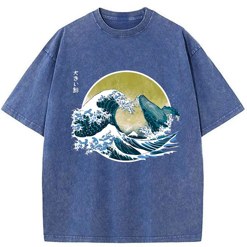 Tokyo-Tiger The Great Wave Off Whale Washed T-Shirt