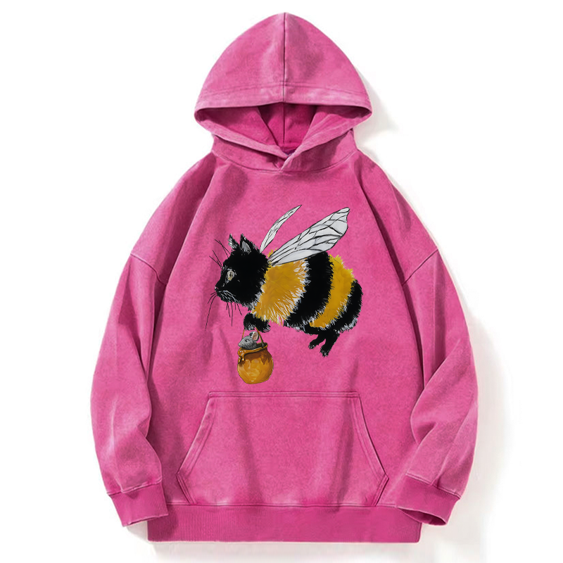 Tokyo-Tiger Catbee Funny Washed Hoodie