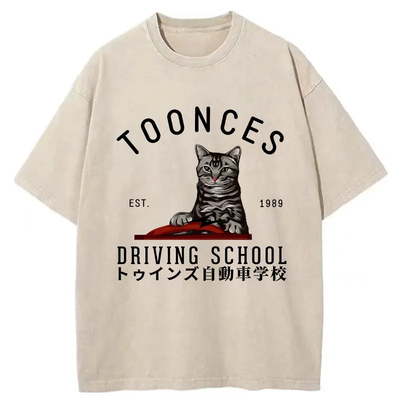 Tokyo-Tiger Toonces Driving School Washed T-Shirt