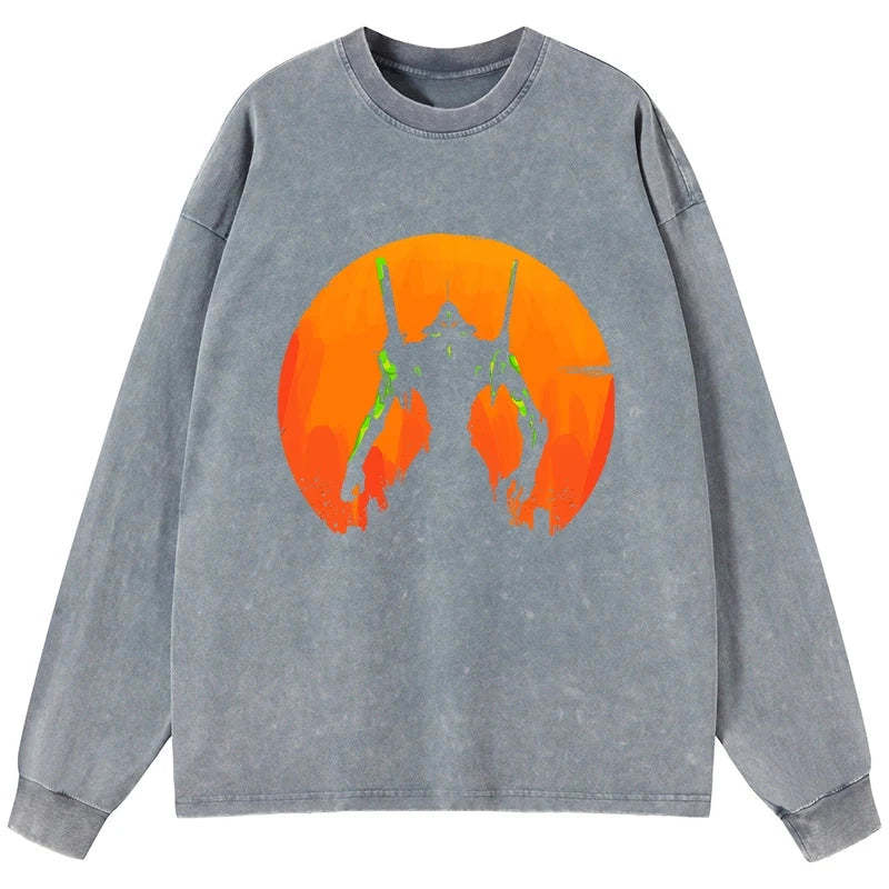 Tokyo-Tiger Robot Warrior Vintage Washed Long Sleeve T-Shirt