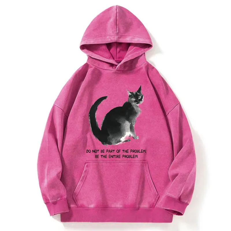 Tokyo-Tiger Funny Cat Be The Entire Problem Washed Hoodie
