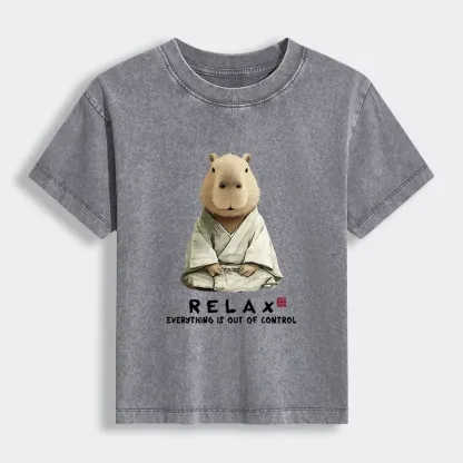 Tokyo-Tiger Zen Capybara：Relax, it's all chaos Women's Washed T-shirt