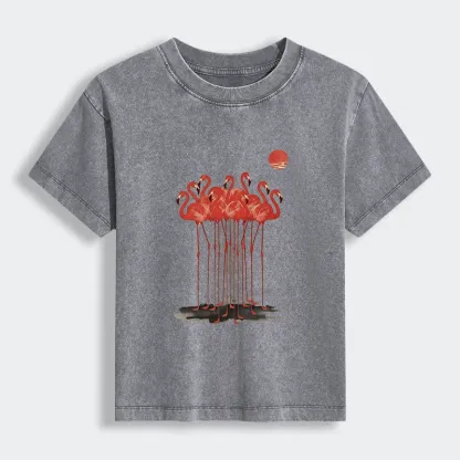 Tokyo-Tiger Flamingos at Dusk Women's Washed T-shirt